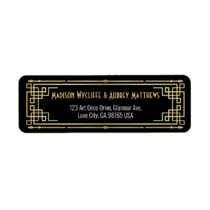 Art Deco Wedding Elegant Gold Black Return Address
