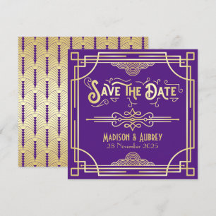 Art Deco Wedding Elegant Gold Purple Great Gatsby Save The Date