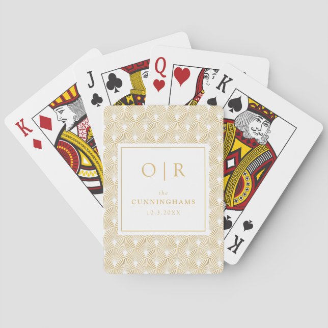 Art Deco Wedding Game Monogram Playing Cards (Back)