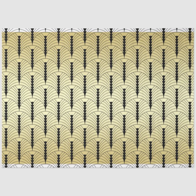 Art Deco Wedding Gold Black Palmetto Pattern Retro Tissue Paper (Front)