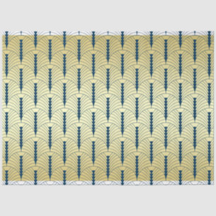 Art Deco Wedding Gold Blue Palmetto Pattern Tissue Paper