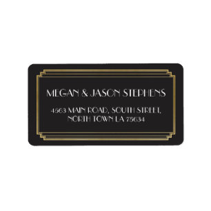 Art Deco Wedding Gold Return Address Label Art
