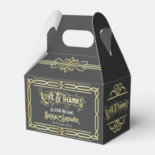 Art Deco Wedding Love & Thanks Gold Blue Favour Favor Box