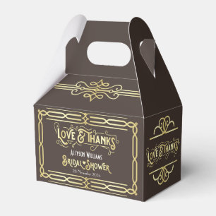 Art Deco Wedding Love & Thanks Gold Chocolate Favor Box