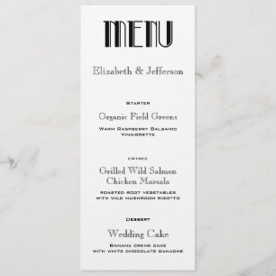 Art Deco Wedding Menu Card