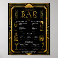 Art Deco Wedding Party Bar Wine Beer Liquor Menu