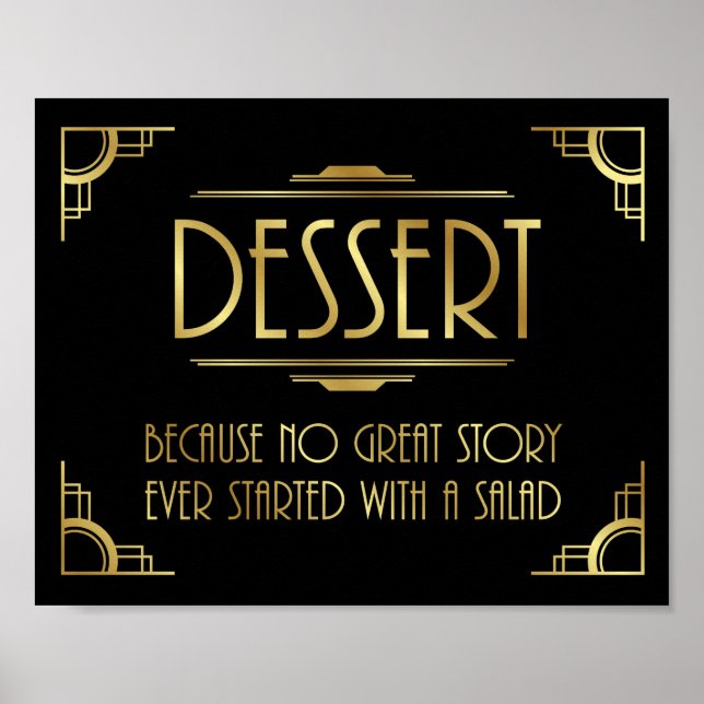 Art Deco Wedding Print DESSERT Sign (Front)