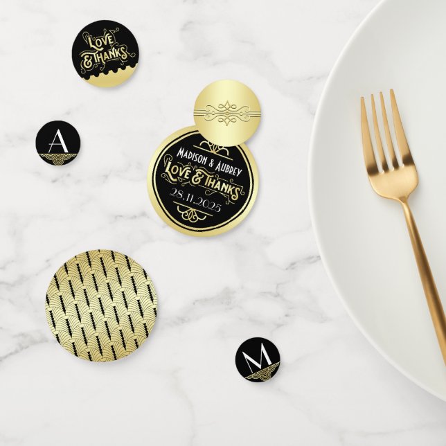 Art Deco Wedding Reception Dinner Party Gold Black Confetti (Group)