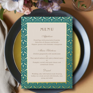 Art Deco Wedding Reception Menu Gold Foil Card