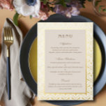 Art Deco Wedding Reception Menu Gold Foil Card<br><div class="desc">Indulge in Timeless Elegance: The Art Deco Lotus Reception Menu > > > > > > > > > > > Elevate your wedding reception tablescape with the Art Deco Lotus Reception Menu. This exquisite design features a captivating lotus motif and gleaming gold foil accents, creating a sophisticated backdrop for...</div>