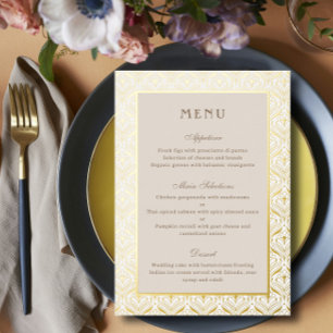 Art Deco Wedding Reception Menu Gold Foil Card