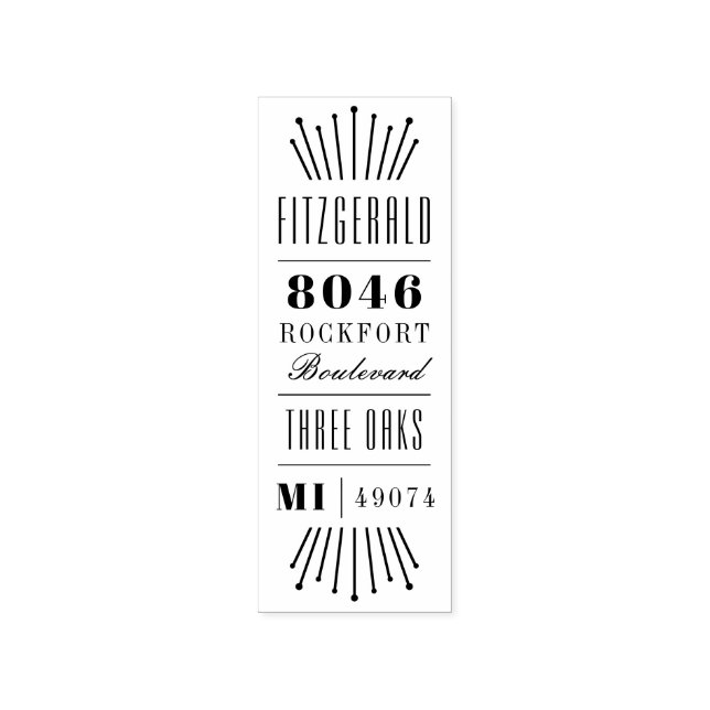 Art Deco Wedding Return Address Custom Rubber Stamp (Imprint)