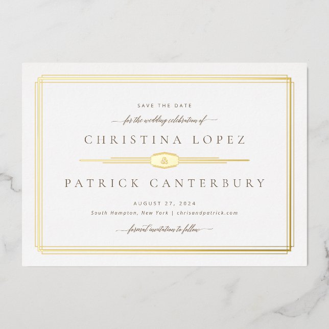 Art Deco Wedding Save The Date (Front)