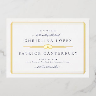 Art Deco Wedding Save The Date Foil Invitation