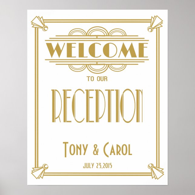 Art Deco Welcome to our Reception  print (Front)