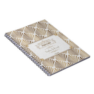 Art Deco White Gatsby 1920s Style Wedding Planner Notebook