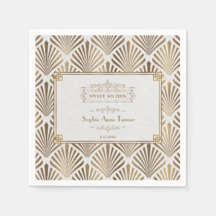 Art Deco White Gatsby 1920s Sweet Sixteen Napkin