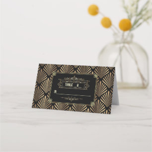 Art Deco White Gatsby 1920s Wedding Table Number Place Card