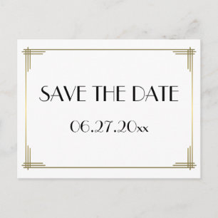 Art Deco White Great Gatsby Save The Date Postcard