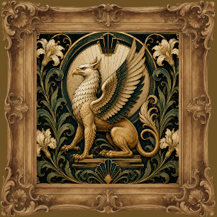ART DECO WHITE GRIFFIN CERAMIC TILE