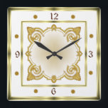 Art Deco White Square Wall Clock<br><div class="desc">Great Art Deco clock design. You will love it like others. Be free to use this design for other product or to customize and add your text. Follow me for more. Thank you. Have a nice day.</div>