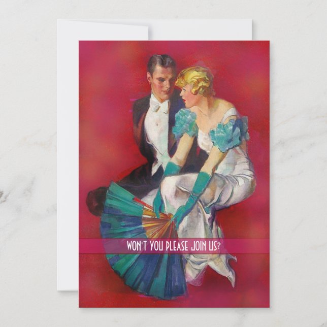 Art Deco White Tie and Tails Cocktail Party Invitation (Front)