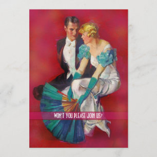 Art Deco White Tie and Tails Cocktail Party Invitation