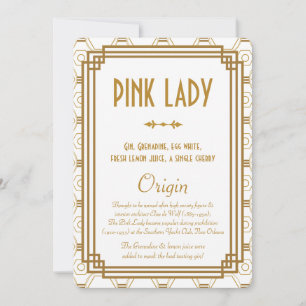 Art Deco White Wedding Drink Cards