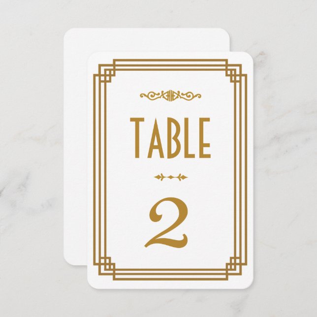 Art Deco White Wedding Table Numbers (Front/Back)