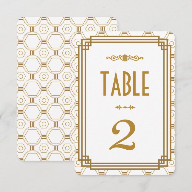 Art Deco White Wedding Table Numbers (Front/Back)