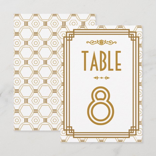 Art Deco White Wedding Table Numbers (Front/Back)