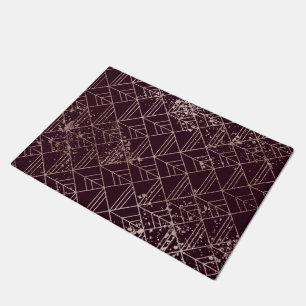 Art Deco Wine Red Gold Geometric Retro Pattern Doormat