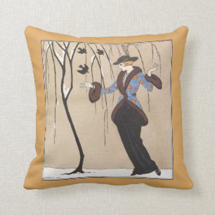 Art Deco Winter Scene Throw Pillow