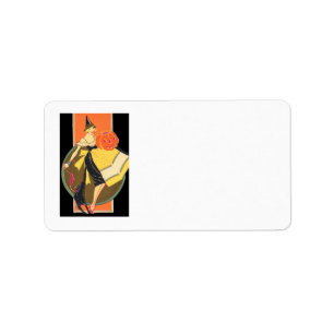 Art Deco Witch Jack O Lantern Pumpkin Label