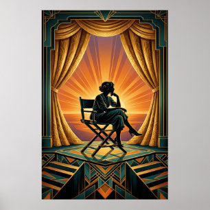 Art Deco Woman Director Vintage Cinema Art Poster