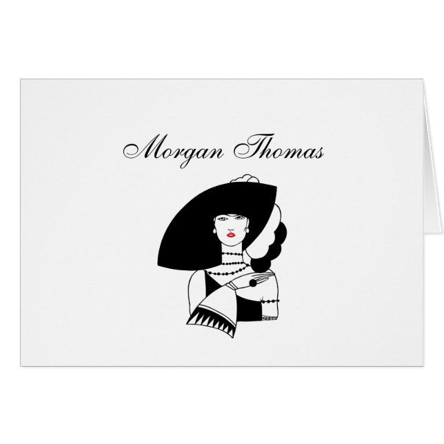 Art Deco Woman In Big Hat Gloves RL (Front Horizontal)