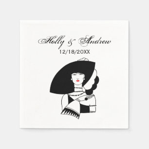 Art Deco Woman In Big Hat Gloves RL Napkin