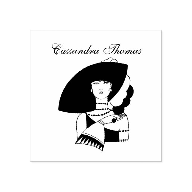 Art Deco Woman In Big Hat Gloves RL Rubber Stamp (Imprint)