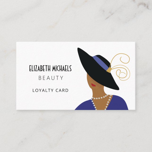 Art Deco Woman in Hat Beauty or Cosmetic Marketing Loyalty Card (Front)
