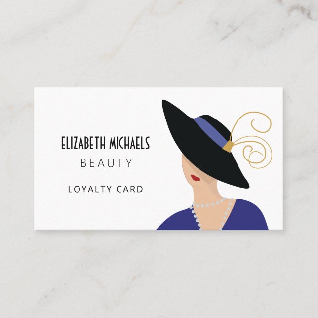 Art Deco Woman in Hat Beauty or Cosmetic Marketing Loyalty Card (Front)