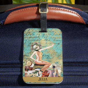 Art Deco Woman Personalized Luggage Tag