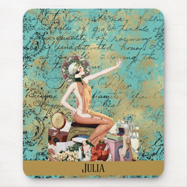 Art Deco Woman Personalized Mouse Pad (Front)