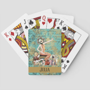 Art Deco Woman Personalized Playing Cards