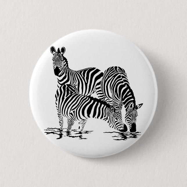 Art Deco  Zebra 2 Inch Round Button (Front)