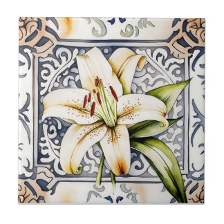 art decor lily antique ornate ceramic tiles
