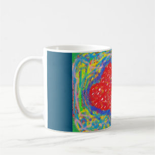 Art decor patterned mixed greens and red centre coffee mug
