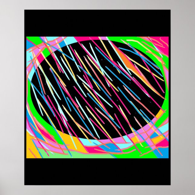 Art decor poster black with flashing colours (Front)