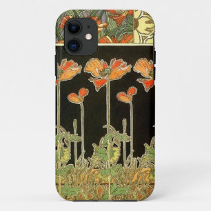 Art décoratifs (orange flowers) by Alphonse Mucha iPhone 11 Case