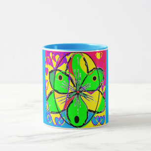 Art design blue yellow green flower pattern mug