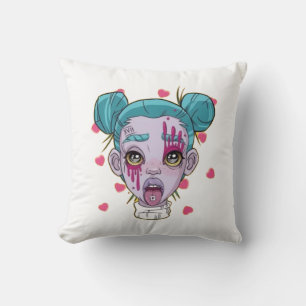 art design, cyberpunk art, cyberpunk, clubber girl throw pillow